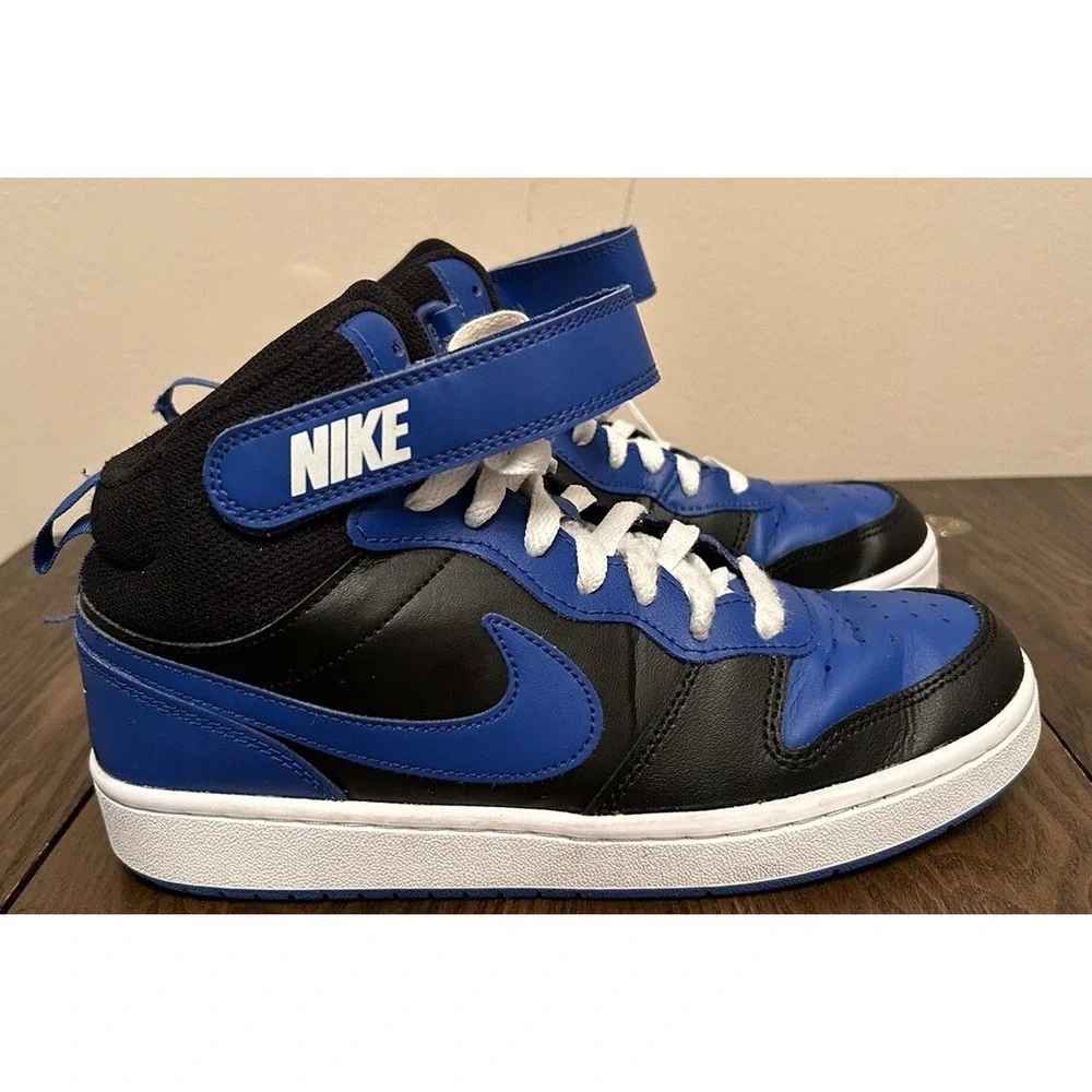 Nike Court Borough Mid 2 Black Royal Blue Size 6.5Y (DM8872-001) Youth‎